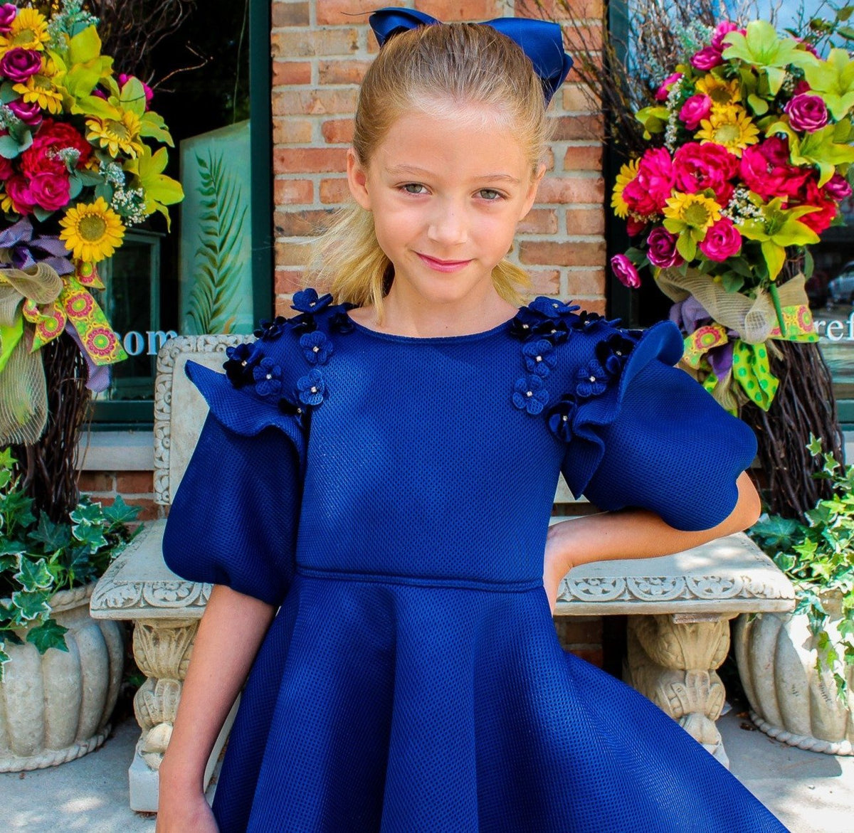 David Charles royal blue flower offers bloom girls dress 10