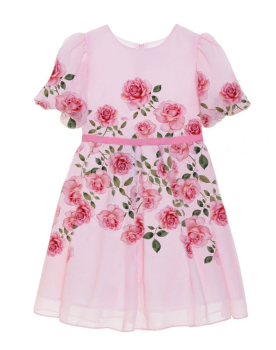 Patachou Girls Woven Pink Rosebud Dress | HONEYPIEKIDS