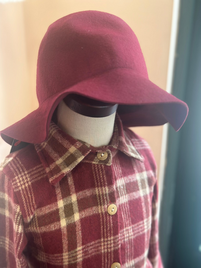 Girls Wool Vintage Floppy Hat in Burgundy | HONEYPIEKIDS