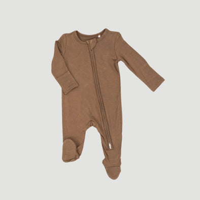 Angel Dear Baby 2 Way Zipper Bamboo Footie - Mocha | HONEYPIEKIDS.COM