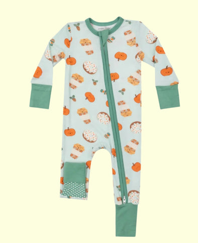 Angel Dear Baby Pumpkin Spice Latte 2 Way Zipper Romper | HONEYPIEKIDS