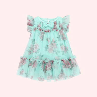 Angel's Face Baby Girls Aqua Rosebud Dress | HONEYPIEKIDS | Kids Boutique Clothing