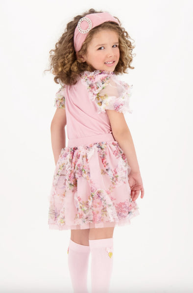 Angel's Face Erika Tea Rose Floral Tulle Skirt | HONEYPIEKIDS | Kids Boutique Clothing