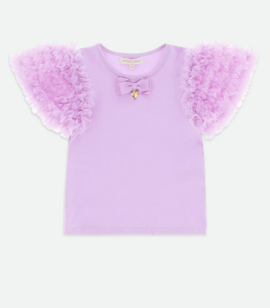 Angel's Face Lexie Tulle Sleeve Top - LILAC | HONEYPIEKIDS