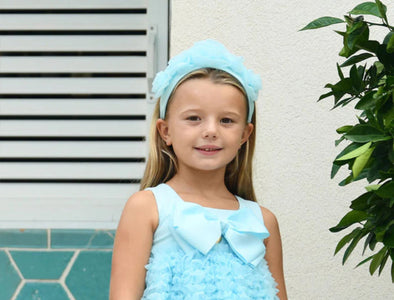 Angel's Face Rosie Tulle Headband - Aqua | HONEYPIEKIDS | Kids Boutique Clothing