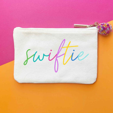 Aspen Lane Swiftie Script Canvas Pom Pouch | HONEYPIEKIDS | Kids Boutique 