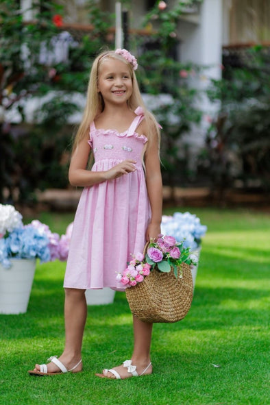 Bella & Emma Rachel Pink Spring Dress | HONEYPIEKIDS | Kids Boutique Clothing