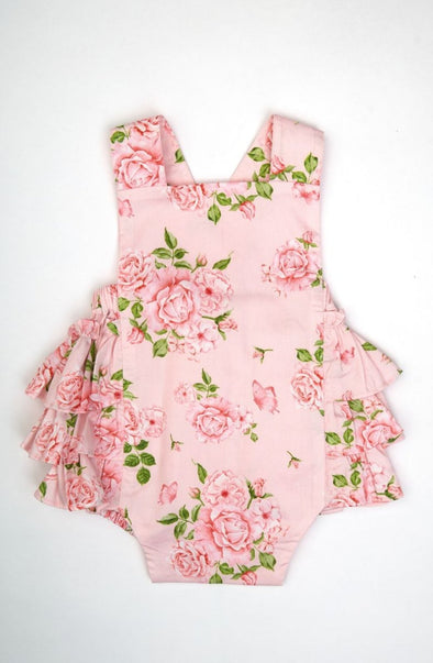 Bella & Emma Ruby Floral Baby Girl Bubble Romper | HONEYPIEKIDS | Kids Boutique Clothing