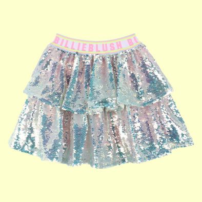 Billieblush Beach Glass Iridescent Sequin Layered Skirt | HONEYPIEKIDS