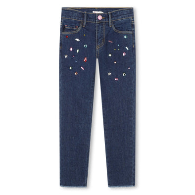 Billieblush Girls Bedazzled Blue Denim Pants | HONEYPIEKIDS.COM