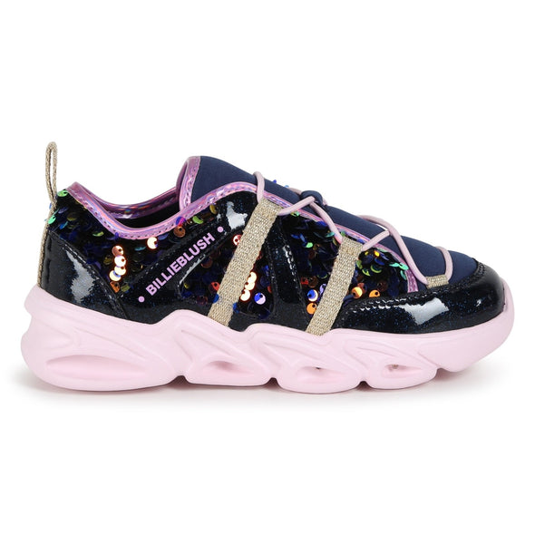 Billieblush Girls Navy Glitter Light Up Sneakers | HONEYPIEKIDS