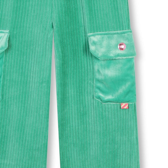 Billieblush Green Velvet Zip Up and Pants Set With Studded Pockets | HONEYPIEKIDS