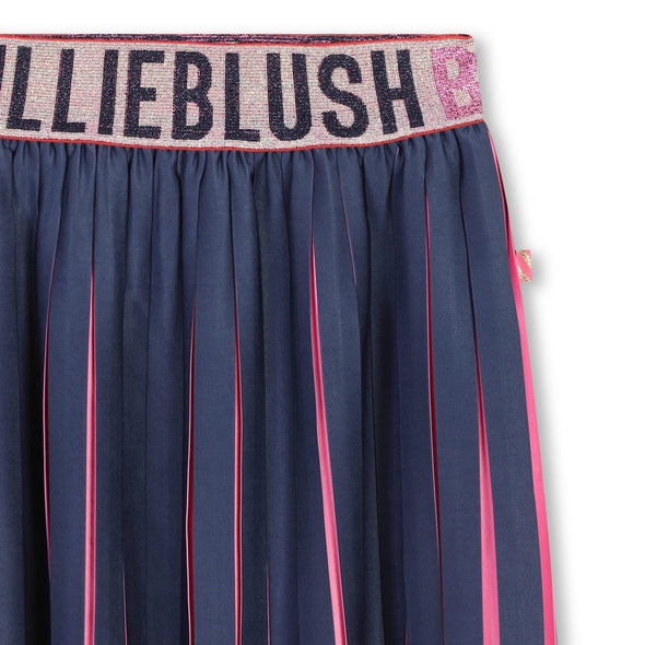 Billieblush Navy and Neon Pink Pleated Skirt | HONEYPIEKIDS | Kids Boutique Clothing