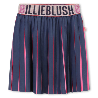 Billieblush Navy and Neon Pink Pleated Skirt | HONEYPIEKIDS | Kids Boutique Clothing