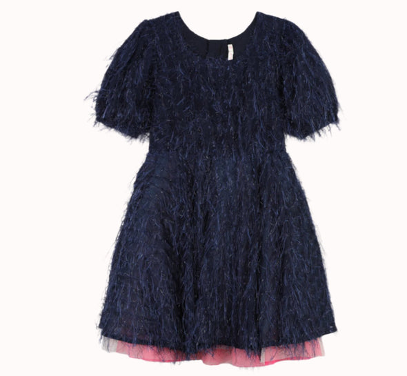 Billieblush Navy and Pink Flared Fringe Dress | HONEYPIEKIDS