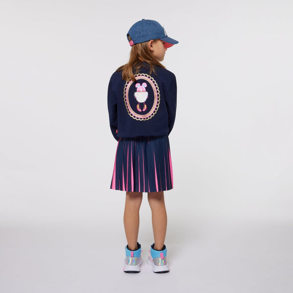 Billieblush Navy Mushroom Logo Sparkle Sweatshirt | HONEYPIEKIDS.COM