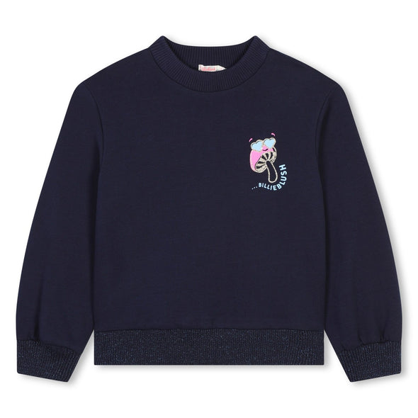 Billieblush Navy Mushroom Logo Sweatshirt | HONEYPIEKIDS.COM