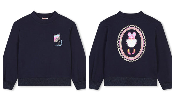 Billieblush Navy Mushroom Logo Sweatshirt | HONEYPIEKIDS.COM