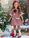 Cozy Meets Chic Red Plaid Tweed Holiday Dress | HONEYPIEKIDS | Kids Boutique Clothing