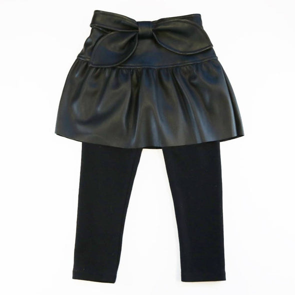 Doe a Dear Girls Bowtie Faux Leather Skeggings | HONEYPIEKIDS | Kids Clothing Trends