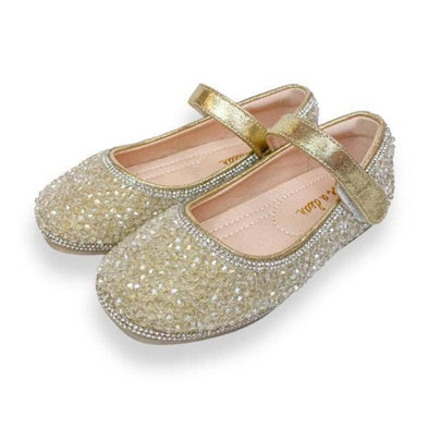 Doe a Dear Gold Stone Flat Girls Dress Shoes | HONEYPIEKIDS | Kids Boutique Clothing