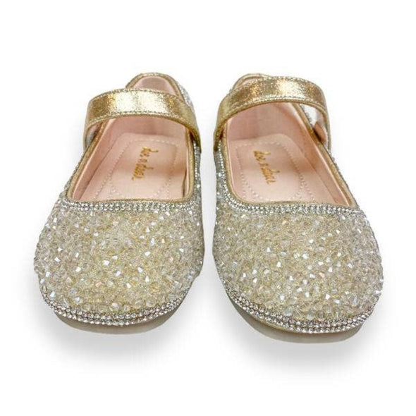 Doe a Dear Gold Stone Flat Girls Dress Shoes | HONEYPIEKIDS | Kids Boutique Clothing