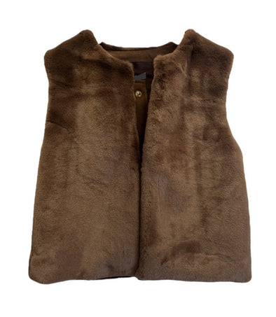 Imoga Girls Oak Brown Faux Fur Vest | HONEYPIEKIDS