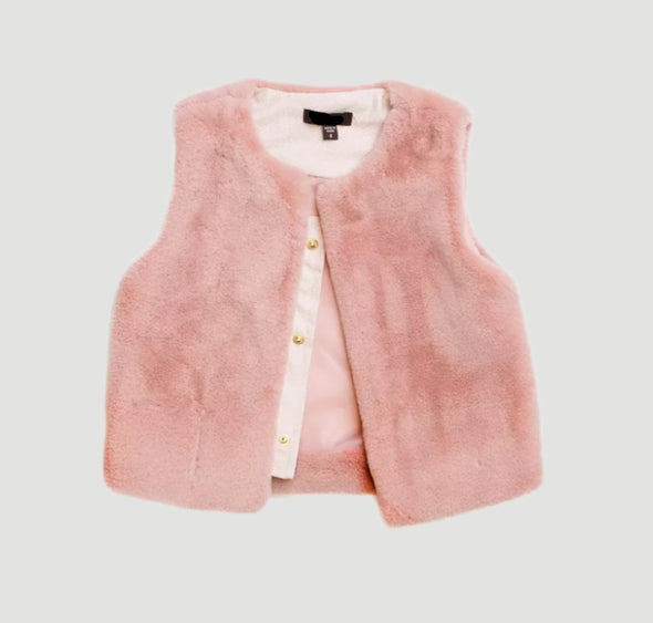 Imoga Eva Girls Faux Fur Vest - POWDER PINK | HONEYPIEKIDS