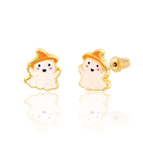 Girl Nation Halloween Glitter Ghost Stud Kids Earrings | HONEYPIEKIDS 