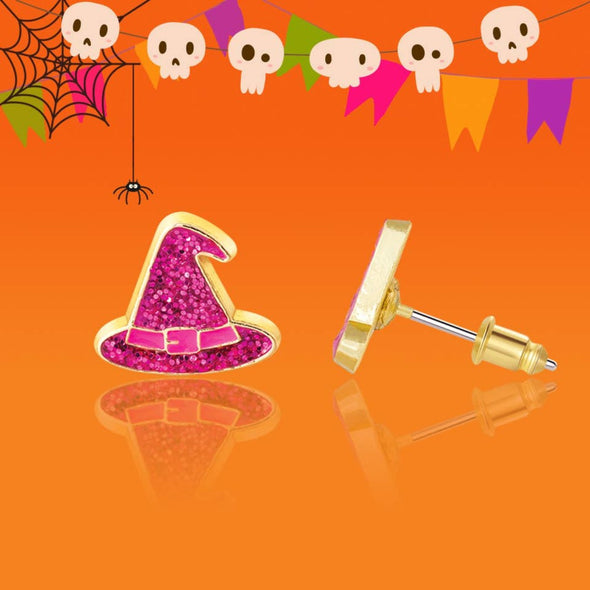 Girl Nation Halloween Glitter Witch Hat Stud Earrings | HONEYPIEKIDS