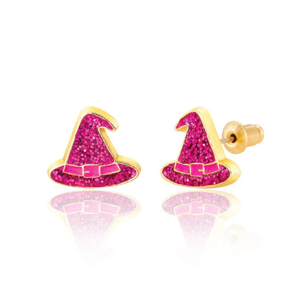 Girl Nation Halloween Glitter Witch Hat Stud Earrings | HONEYPIEKIDS