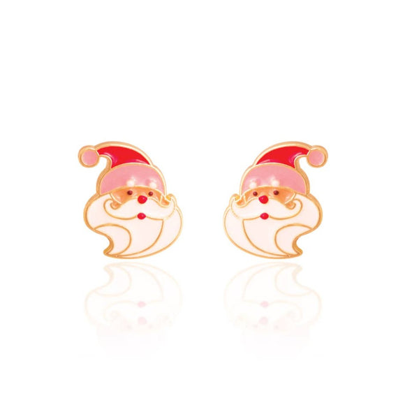 Holly Jolly Hypoallergenic Holiday Santa Stud Earrings | HONEYPIEKIDS | Kids Stocking Stuffers