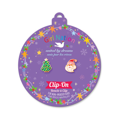 The Perfect Pair Christmas Tree and Santa Kids Clip On Earrings | HONEYPIEKIDS | Kids Gifts