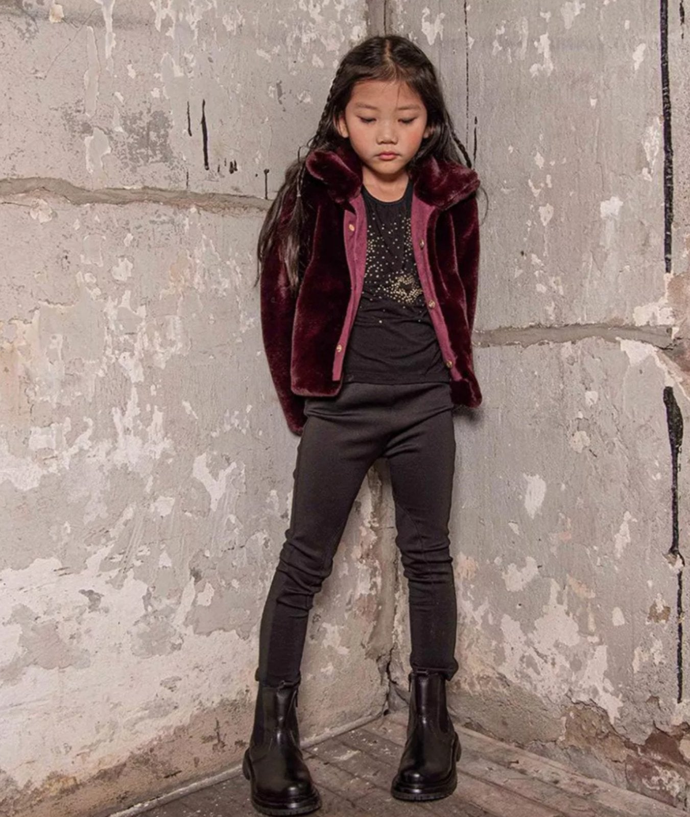 Imoga Gary Burgundy Kids Faux Fur Coat HONEYPIEKIDS