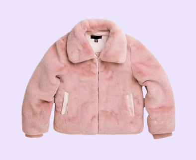 Girls Gary Faux Fur Coat - POWDER PINK | HONEYPIEKIDS