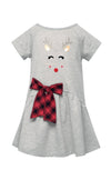 Hannah Banana Reindeer Face and Red Plaid Bow Holiday Dress | HONEYPIEKIDS | Kids Boutique Clothing