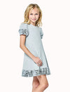 Hannah Banana Silver Sequin Trim A-Line Pockets Girls Holiday Dress | HONEYPIEKIDS | Kids Boutique Clothing