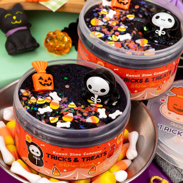 Kawaii Halloween Tricks & Treats Glitter Slime | HONEYPIEKIDS | Kids Boutique 