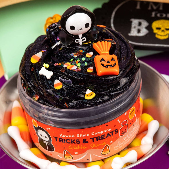 Kawaii Halloween Tricks & Treats Glitter Slime | HONEYPIEKIDS | Kids Boutique