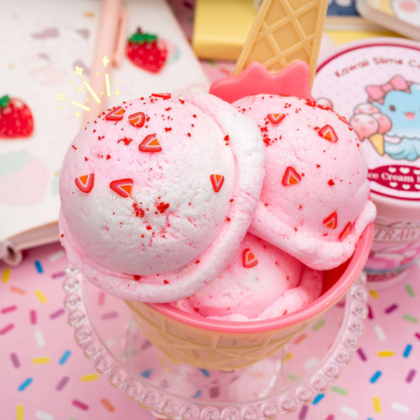 Kawaii Slime - Strawberry Scented Ice Cream Pint Slime | HONEYPIEKIDS