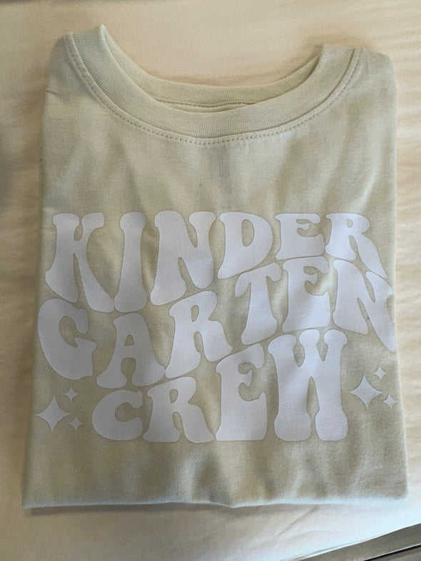 Kindergarten Crew Kids Cream Back to School T-Shirt | HONEYPIEKIDS 