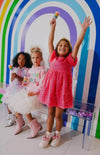 Lola and The Boys Margot Hot Pink Velour Sequin Dress | HONEYPIEKIDS