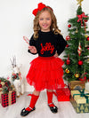 Mia Belle Jolly Embroidered Sweater and Glitter Tutu Skirt Set | HONEYPIEKIDS 