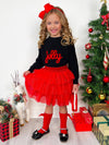 Mia Belle Jolly Embroidered Sweater and Glitter Tutu Skirt Set | HONEYPIEKIDS 