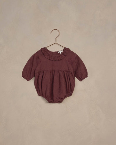 Noralee Adeline Baby Romper In Fig  | HONEYPIEKIDS.COM