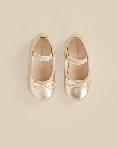 NoraLee Girls Clara Ballet Flats Shoes in Metallic Ecru | HONEYPIEKIDS