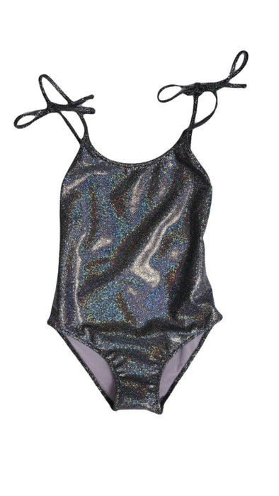 Piccoli Principi Girls Aphrodite Black Glitter One Piece Swimsuit | HONEYPIEKIDS