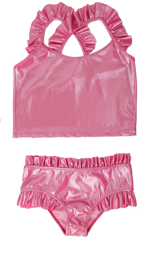 Piccoli Principi Arianna Glossy Pink 2 Piece Swimsuit | HONEYPIEKIDS