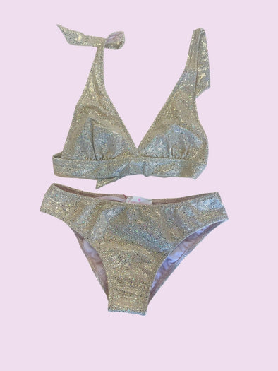 Piccoli Principi GLITTER GOLD FEBE 2 Piece Swimsuit | HONEYPIEKIDS | Kids Boutique Clothing