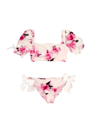 Piccoli Principi Swimwear - Klara Iris Floral Bow Two Piece Swimsuit | HONEYPIEKIDS | Kids Boutique Clothing